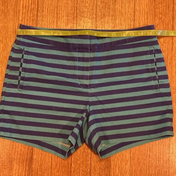 J. Crew Striped Blue and Green Shorts Size 6 - Picture 3 of 11